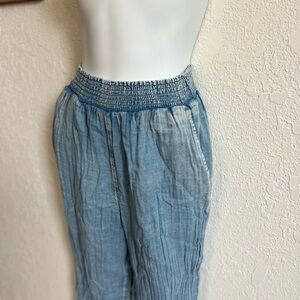 Faherty Denim Blue Smocked Pants